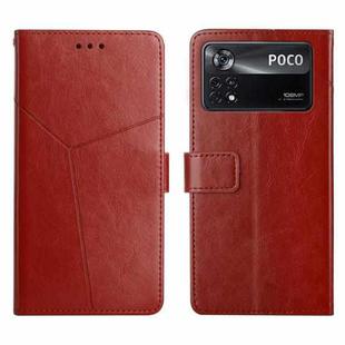 For Xiaomi Poco X4 Pro 5G Y Stitching Horizontal Flip Leather Phone Case(Brown)