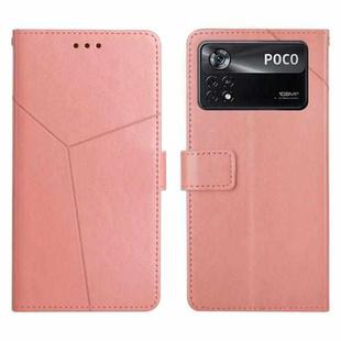 For Xiaomi Poco X4 Pro 5G Y Stitching Horizontal Flip Leather Phone Case(Rose Gold)