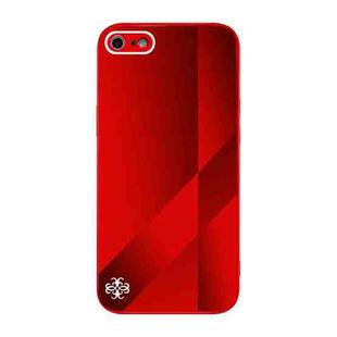 For iPhone SE 2022 / SE 2020 / 8 / 7 X10A Texture TPU + Tempered Glass Phone Case(Red)