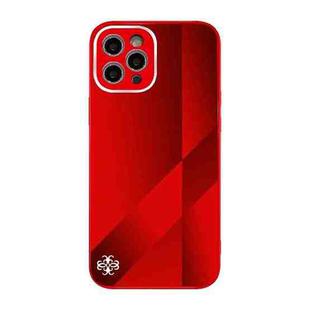 For iPhone 11 Pro Max X10A Texture TPU + Tempered Glass Phone Case (Red)