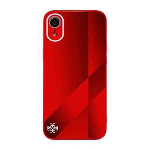 X10A Texture TPU + Tempered Glass Phone Case For iPhone XR(Red)