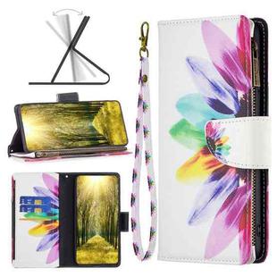 For Infinix Hot 11s/Hot 11T Colored Drawing Pattern Zipper Horizontal Flip Phone Leather Case(Sun Flower)