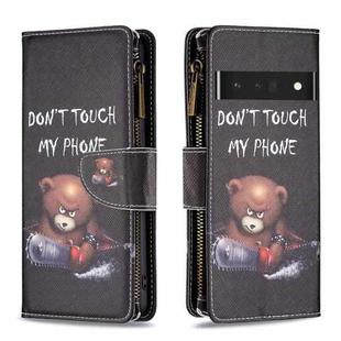 For Google Pixel 7 Pro 5G Colored Drawing Pattern Zipper Horizontal Flip Phone Leather Case(Bear)