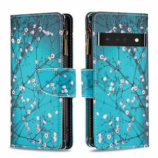 For Google Pixel 7 Pro 5G Colored Drawing Pattern Zipper Horizontal Flip Phone Leather Case(Plum Blossom)