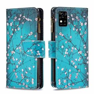 For ZTE Blade  A31 Colored Drawing Pattern Zipper Horizontal Flip Phone Leather Case(Plum Blossom)