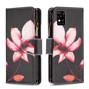For ZTE Blade  A31 Colored Drawing Pattern Zipper Horizontal Flip Phone Leather Case(Lotus)