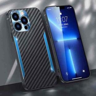 Carbon Fiber PC + TPU Phone Case For iPhone 13 Pro Max(Blue)