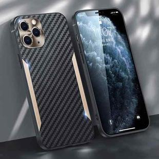 Carbon Fiber PC + TPU Phone Case For iPhone 11 Pro Max(Gold)