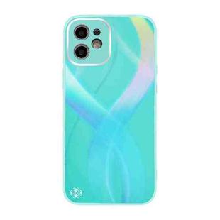 For iPhone 11 Cross S Texture TPU + Tempered Glass Phone Case (Cyan-blue)