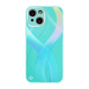 For iPhone 13 Cross S Texture TPU + Tempered Glass Phone Case(Cyan-blue)