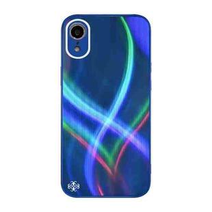 Cross S Texture TPU + Tempered Glass Phone Case For iPhone XR(Blue)