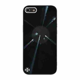 For iPhone SE 2022 / SE 2020 / 8 / 7 Convex Lens Texture TPU + Tempered Glass Phone Case(Black)