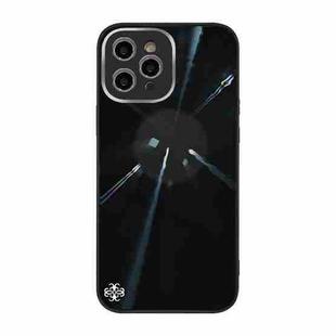 For iPhone 11 Pro Max Convex Lens Texture TPU + Tempered Glass Phone Case (Black)