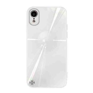 For iPhone XR Convex Lens Texture TPU + Tempered Glass Phone Case(White)