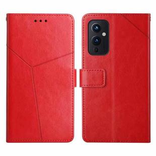For OnePlus 9 Y Stitching Horizontal Flip Leather Phone Case(Red)