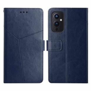 For OnePlus 9 Y Stitching Horizontal Flip Leather Phone Case(Blue)