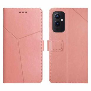 For OnePlus 9 Y Stitching Horizontal Flip Leather Phone Case(Rose Gold)