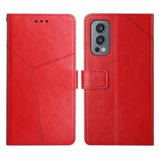 For OnePlus Nord 2 5G Y Stitching Horizontal Flip Leather Phone Case(Red)