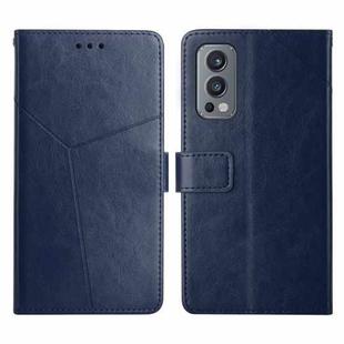For OnePlus Nord 2 5G Y Stitching Horizontal Flip Leather Phone Case(Blue)