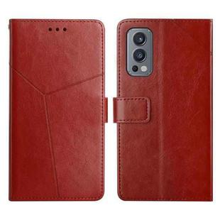 For OnePlus Nord 2 5G Y Stitching Horizontal Flip Leather Phone Case(Brown)