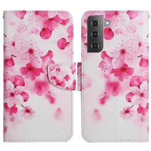 For Samsung Galaxy S22 5G Painted Pattern Horizontal Flip Leather Phone Case(Red Flower)
