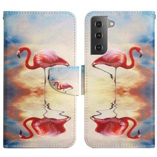 For Samsung Galaxy S22 5G Painted Pattern Horizontal Flip Leather Phone Case(Flamingo)