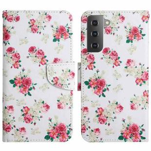 For Samsung Galaxy S22 5G Painted Pattern Horizontal Flip Leather Phone Case(Red Peony)