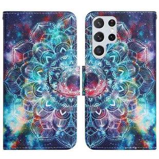 For Samsung Galaxy S22 Ultra 5G Painted Pattern Horizontal Flip Leather Phone Case(Starry Mandala)