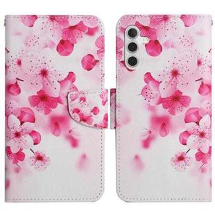 For Samsung Galaxy A13 5G Painted Pattern Horizontal Flip Leather Phone Case(Red Flower)