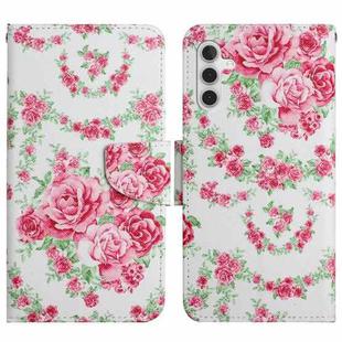 For Samsung Galaxy A13 5G Painted Pattern Horizontal Flip Leather Phone Case(Rose Flower)