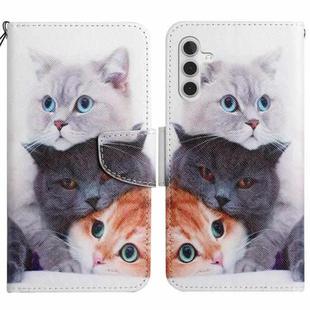 For Samsung Galaxy A13 5G Painted Pattern Horizontal Flip Leather Phone Case(Three Cats)