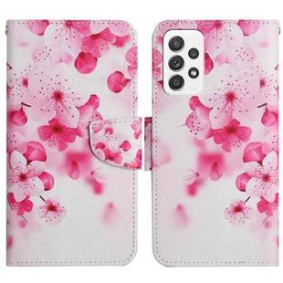 For Samsung Galaxy A53 5G Painted Pattern Horizontal Flip Leather Phone Case(Red Flower)