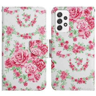 For Samsung Galaxy A33 5G Painted Pattern Horizontal Flip Leather Phone Case(Rose Flower)