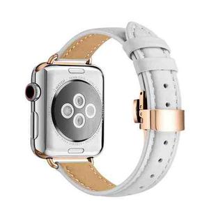 Slimming Butterfly Buckle Watch Band For Apple Watch Series 8&7 41mm / SE 2&6&SE&5&4 40mm / 3&2&1 38mm(White Rose Gold)