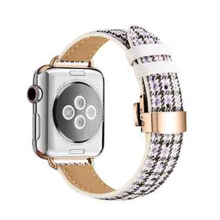 Slimming Butterfly Buckle Watch Band For Apple Watch Series 8&7 41mm / SE 2&6&SE&5&4 40mm / 3&2&1 38mm(Houndstooth Purple Rose Gold)