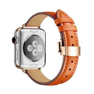 Slimming Butterfly Buckle Watch Band For Apple Watch Ultra 49mm / Series 8&7 45mm / SE 2&6&SE&5&4 44mm / 3&2&1 42mm(Orange Rose Gold)