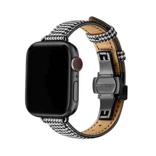 Slimming Butterfly Buckle Watch Band For Apple Watch Ultra 49mm / Series 8&7 45mm / SE 2&6&SE&5&4 44mm / 3&2&1 42mm(Houndstooth Black)
