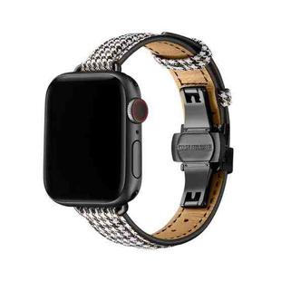 Slimming Butterfly Buckle Watch Band For Apple Watch Ultra 49mm / Series 8&7 45mm / SE 2&6&SE&5&4 44mm / 3&2&1 42mm(Houndstooth Coffee Black)