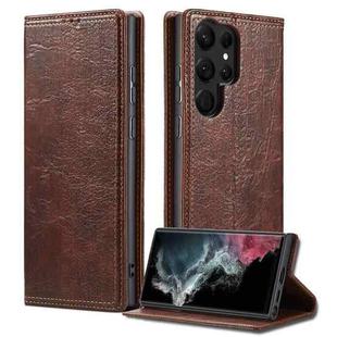 For Samsung Galaxy S22 Ultra 5G Vintage Bark Texture Wallet Leather Phone Case(Brown)