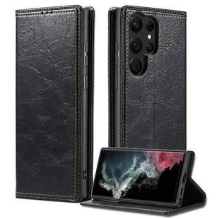 For Samsung Galaxy S22 Ultra 5G Vintage Bark Texture Wallet Leather Phone Case(Black)