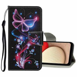 For Samsung Galaxy A32 4G Colored Drawing Pattern Flip Leather Case(Fluorescent Butterfly)