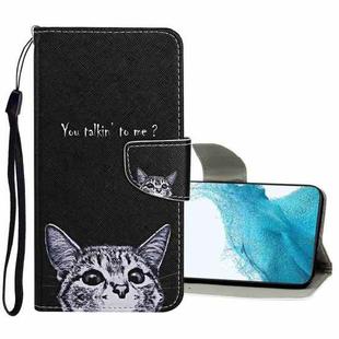 For Samsung Galaxy S22 5G Colored Drawing Pattern Flip Leather Case(Little Cat)