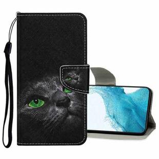 For Samsung Galaxy S22+ 5G Colored Drawing Pattern Flip Leather Case(Black Cat)