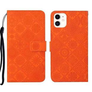 For iPhone 13 Pro Ethnic Style Embossed Pattern Leather Phone Case (Orange)