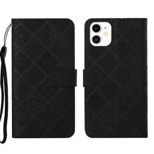 For iPhone 13 Pro Ethnic Style Embossed Pattern Leather Phone Case (Black)