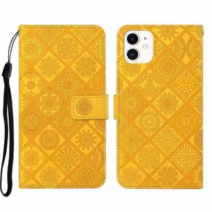 For iPhone 13 Pro Max Ethnic Style Embossed Pattern Leather Phone Case (Yellow)