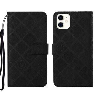 For iPhone 13 mini Ethnic Style Embossed Pattern Leather Phone Case (Black)