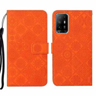 For OPPO A94 5G Ethnic Style Embossed Pattern Leather Phone Case(Orange)