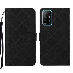 For OPPO A94 5G Ethnic Style Embossed Pattern Leather Phone Case(Black)