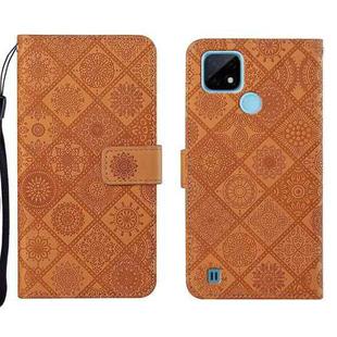 For OPPO Realme C20 / C21 Ethnic Style Embossed Pattern Leather Phone Case(Brown)